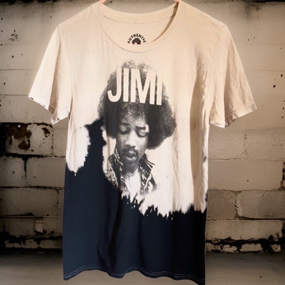Authentic Hendrix Tie Dye Black Cream Color Band Tee Size Small